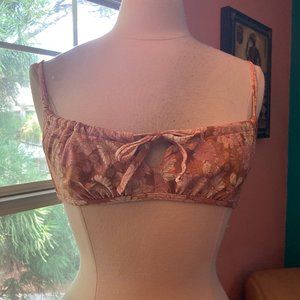 brown and floral tie-front Xhilaration bikini top size medium
